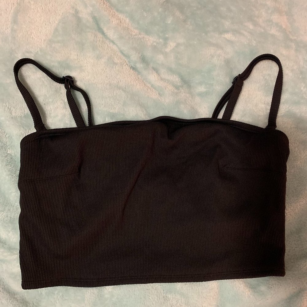 Black American Eagle ribbed swim top